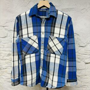 Big Mac Cotton Flannel Shirt Blue Vintage 80s 90s Cotton Plaid Distessed